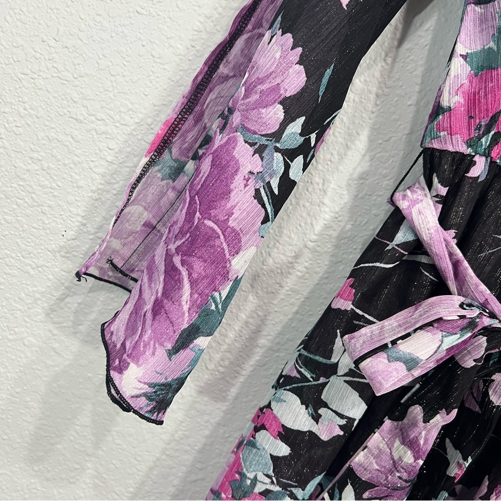 Alexa B Nites Shimmer Wrap Floral Maxi Dress - Picture 7 of 16